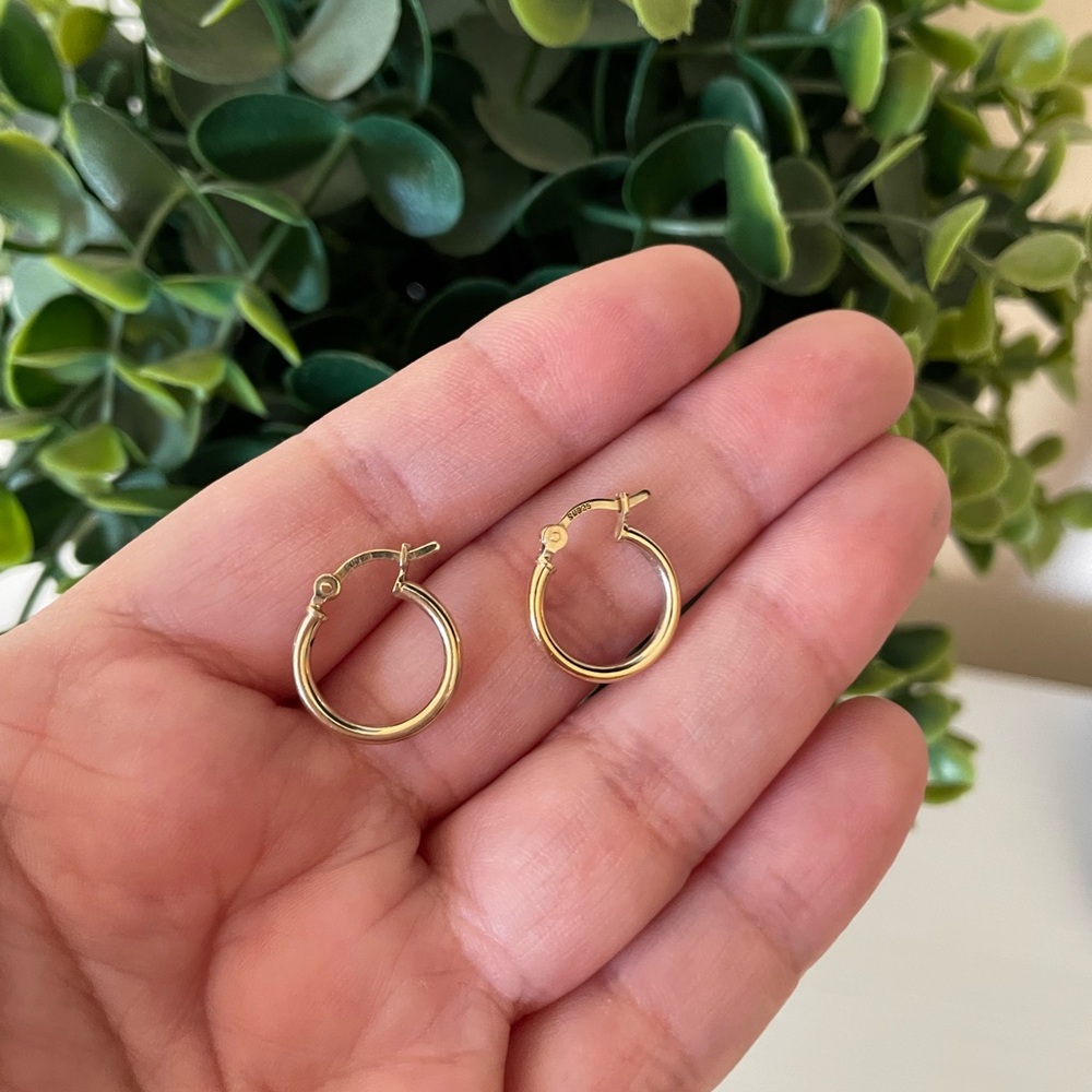 Sunstone Imports small gold over Sterling Silver 925  Hoop Earrings 0.6” length